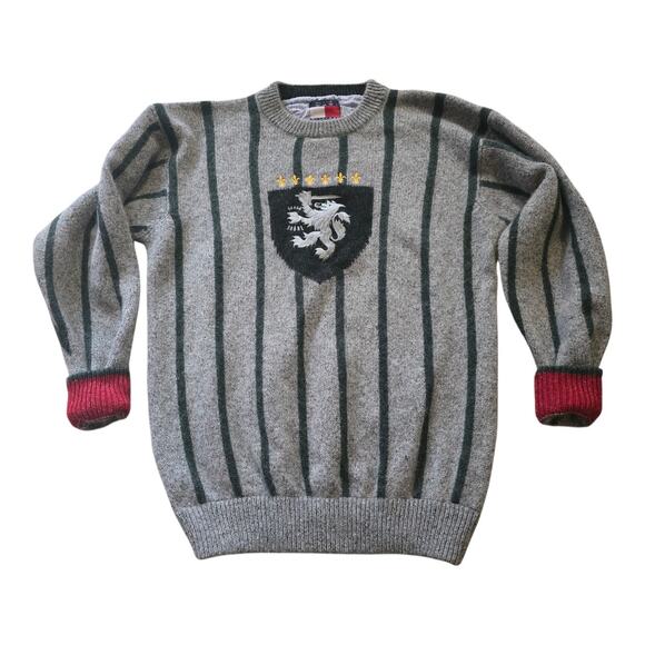 VTG Tommy Hilfiger Shetland Wool Stripe Sweater SZ L Lion Crest 90s Flag Tag